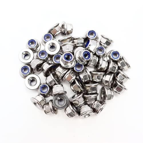 M5-0.8 Flange Nut 50 Pack, 304 Stainless Nylon Insert Lock Nut DIN6926 - size: M5x0.8mm, 50 pcs