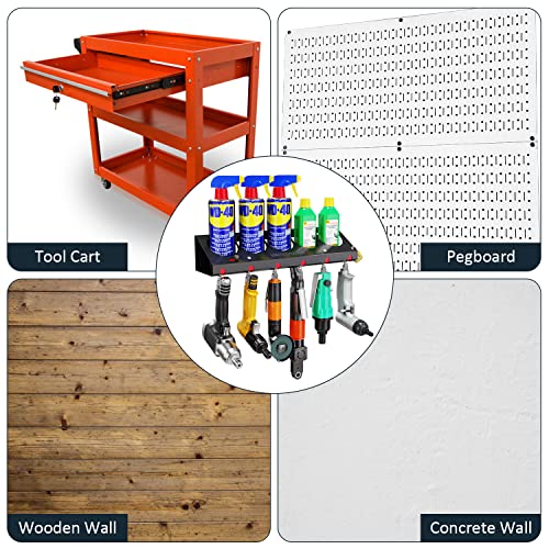 UNITEDPOWER Pneumatic Tool Holder Lockable/Aerosol Rack Combo, Wall Mounted Spray Can Bottle Holder, Air tool organizer, for Garage and Workspace, 5 Cans and 6 slots - style: Air Tool Holder-Lockable