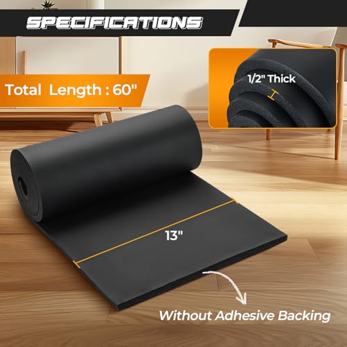 NATGAI Neoprene Closed Cell Foam Roll, 1/2" Thick, 13" W x 60" L - size: (1/2" Thick x 13" Wide x 60" Long