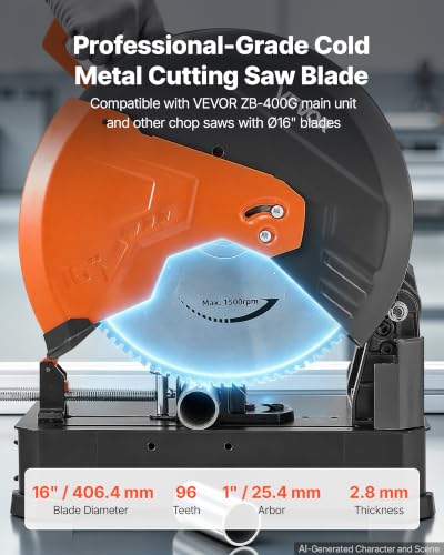 VEVOR Chop Saw Blade 16-in 96 Teeth Cermet-Tipped Metal Cold Cutting Blade - size: 16 in