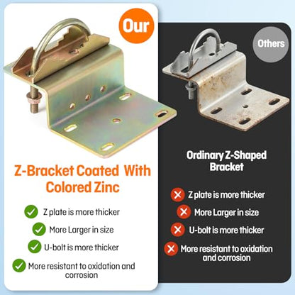 Antenna Pole Mount Bracket Heavy-Duty M8 U Bolts Windproof Antenna Mast Clamp Galvanized Steel + 5 Screws for Home Outside TV Antenna Pole Holder - style: Z Pole Bracket - 1 set