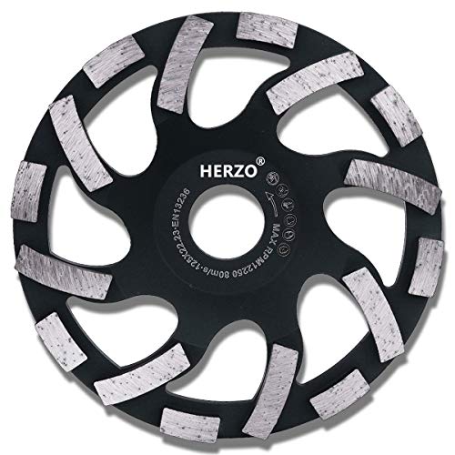 HERZO Diamond Concrete Grinding Wheel 5 inch,Diamond Cup Wheel for Stone Concrete Surface, Cement, Marble, Rock, Granite, and Thinset Removing - size: 5 Inch Standard