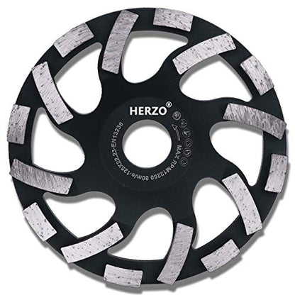 HERZO Diamond Concrete Grinding Wheel 5 inch,Diamond Cup Wheel for Stone Concrete Surface, Cement, Marble, Rock, Granite, and Thinset Removing - size: 5 Inch Standard