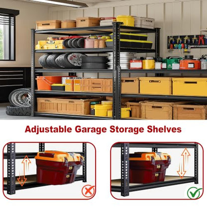48" W Garage Shelving Heavy Duty, 5-Tier Adjustable Metal Storage Shelves - size: 72"H × 48"W × 24"D