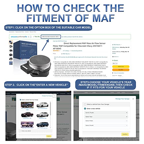 MOSTPLUS 22680-1M200 3PIN MAF Mass Air Flow Sensor Meter Compatible with Nissan 200SX Sentra 1.6L