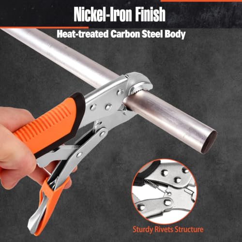 7" & 10" Curved Jaw Locking Pliers, Forged Carbon Steel, Anti-Slip TPR Handle, Quick Release, Locking Adjustable Vise Grip Pliers Set for Clamping Twisting Welding Automotive Workshop - style: 7" & 10" Curved Jaw