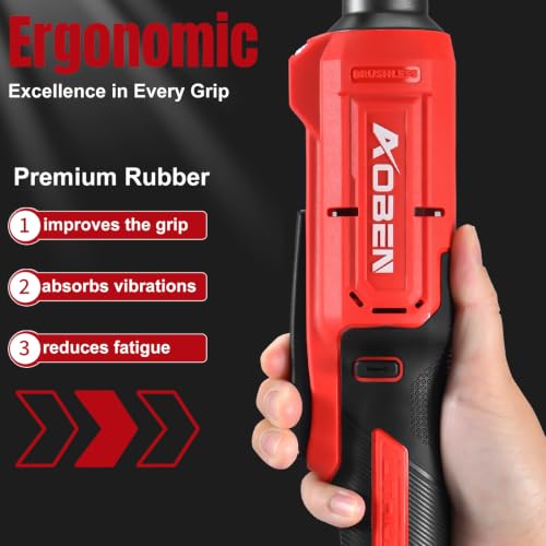 AOBEN 3/8" Brushless Right Angle Impact Wrench for Auto Repair &Tight Space - color: Venetian Red