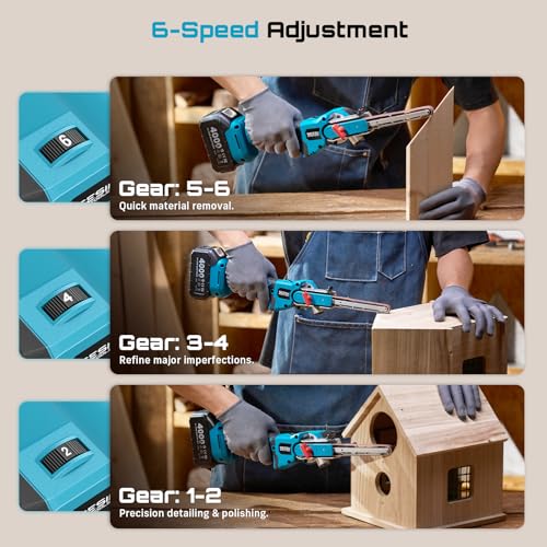 SEESII 1/2"x18" Mini Cordless Belt Sander 6-Speed 2300FT/Min 4.0Ah Battery - size: Pro Kit (Pivoting Arm)