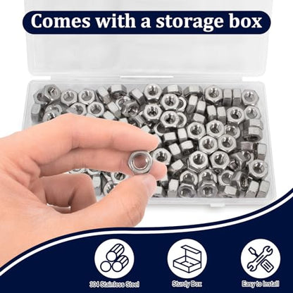 ZQZ 5/16-18 Hex Nuts,90PCS Stainless Steel Hardware Nut 304 ss Threaded Nut - size: SAE 5/16"-18;90 PCS