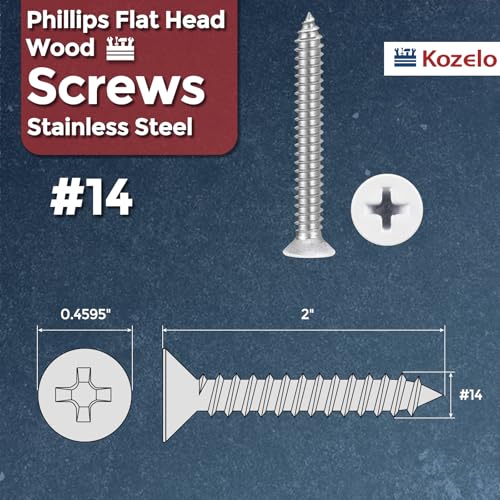 50pcs Phillips Wood Screws #14x2 304 Stainless Steel White Head - color: White Head, size: #14x2"