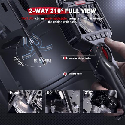 Ralcam Two-Way Articulating Borescope with Light, Slim Probe - style: 6.2mm Lens-3.3ft Semi-Rigid Cable