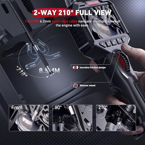 Ralcam Two-Way Articulating Borescope with Light, Slim Probe - style: 6.2mm Lens-3.3ft Semi-Rigid Cable