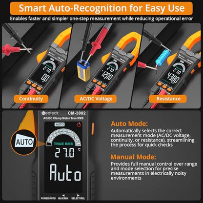 Neoteck Clamp Meter 6000 Counts Clamp Multimeter 800A AC/DC Current Voltage