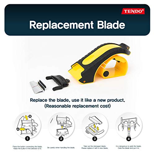 TENDO Heavy Duty Shipping Tape Dispenser, 2 Inch Packing Tape Gun with Patented 10º Sloped Chromium Blade, Replaceable Blade, Ergonomic Reusable Handle for Shipping, P-1200 (3rd Gen.)_Yellow - color: Yellow