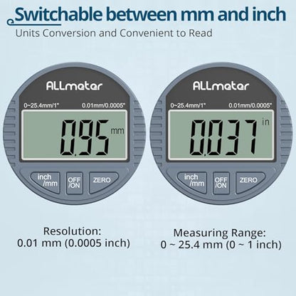 Digital Dial Indicator 0-1" / 25.4mm,0.0005" / 0.01mm Resolution Lug Back - color: Silver gray