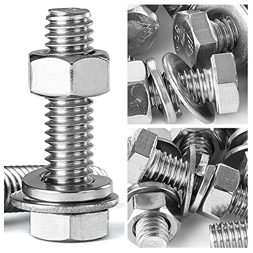 5/16-18 x 2" Hex Head Bolts Screws, Nuts, Flat and Lock Washers Assortment Kit, 304 Stainless Steel(18-8), Machine Fully Thread, Bright Finish 8Sets - size: 5/16-18 x 2" (8Sets)