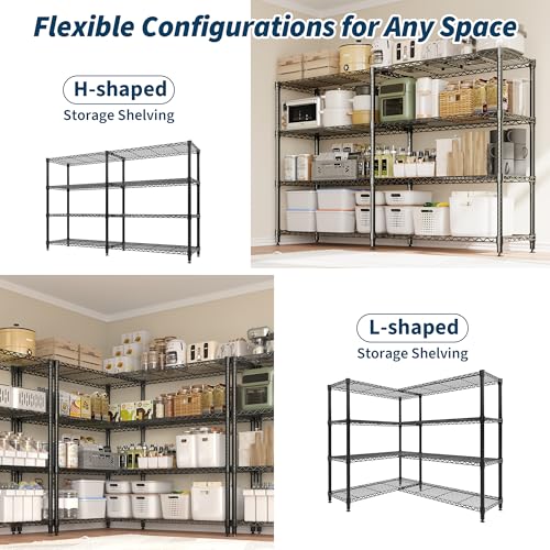 Garvee Metal Storage Shelves 4-Tier, Wire Shelving Rack 59"Wx13.8"Dx59.5"H, - size: 59" W x 13.8" D x 59.5" H(4 Tiers)