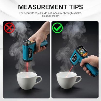 Tilswall Infrared Thermometer Gun, -58°F to 1472°F(-50~800°C), Sky Blue - color: black