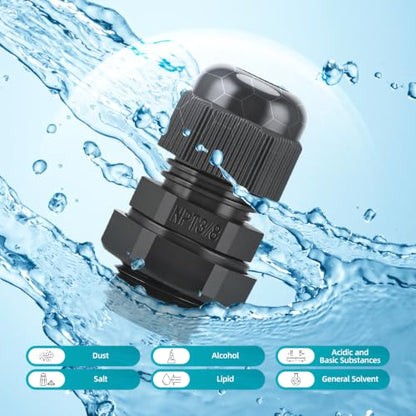 50 Pcs 3/8" NPT Cable Glands Waterproof Strain Relief Connector - color: 50 Pcs 3/8" NPT