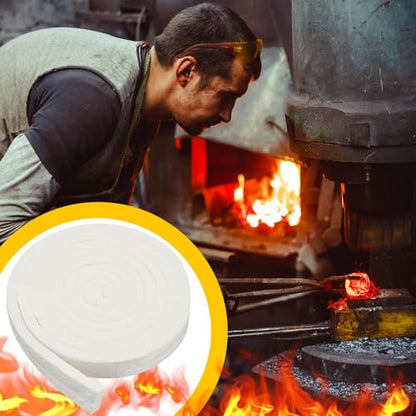 Qilery 1" x 1/2" x 200" Fireproof Insert Insulation for Fireplace, Strip Fiber Blanket Rated to 2200f High Temperature Resistance Gasket for Wood Stove Pellet Stove Boiler Kiln Forge Fireplace, DIY - size: 1'' X 1/2'' X 200''