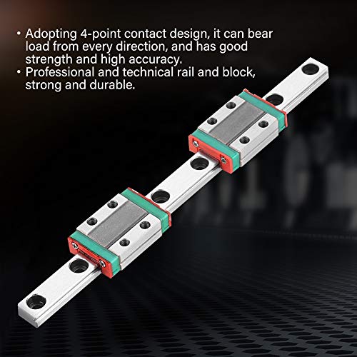 Oumefar Linear Rail, MGN9B Linear Rail Linear Rail 150mm/5.9inch Linear Rail 9mm Width with 2pcs Rail Block, Small Carriage Slide Rail Linear Motion Guideway Rods for CNC