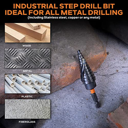 KSEIBI 12 Steps 3/16-7/8 inch SAE Standard Step Drill Bit 575078 - style: 12 steps (3/16”-7/8”)