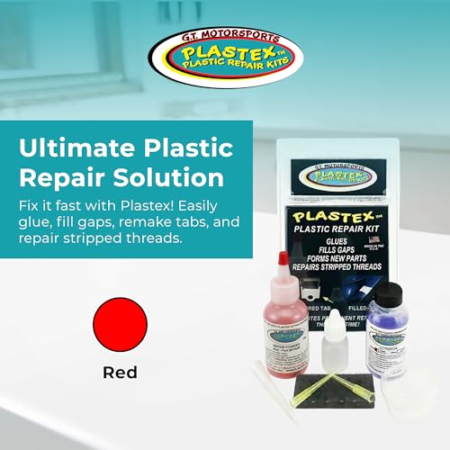 Plastex Plastic Repair Kits - Easily Glue, Repair or Remake Broken Plastic, Fiberglass, Wood & More! (Standard Red Kit) - color: Red, size: 30 grams