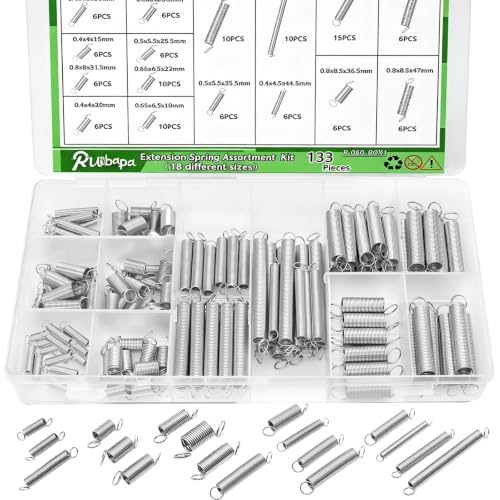 133PCS Extension Spring Assortment Kit 18 Different Sizes - size: 133PCS（18 Sizes)