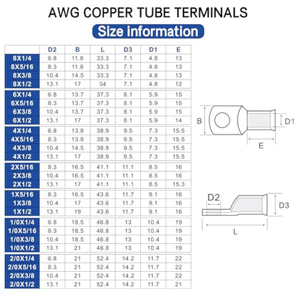 XHF 10PCS 1 AWG-3/8 Heavy Duty Battery Cable Lugs Shrink Tubing(UL) - size: 1 AWG - 3/8" (M10)