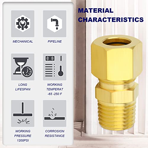 ChillWaves Brass Compression Tube Fitting, 3/4" OD x 3/4" NPT Male Compression Union Connector(2-PACK) - size: 3/4" OD x 3/4" MNPT