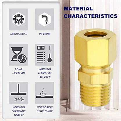 ChillWaves Brass Compression Tube Fitting, 3/4" OD x 3/4" NPT Male Compression Union Connector(2-PACK) - size: 3/4" OD x 3/4" MNPT