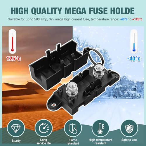Mega Fuse Holder Pack of 2, AMG MEGA Fuse Holder with Cover, MEGA Car Fuses Holders ANM Automotive Mega Fuses Holders for Cars, Trucks, Caravans, Buses by XIOGZAXI