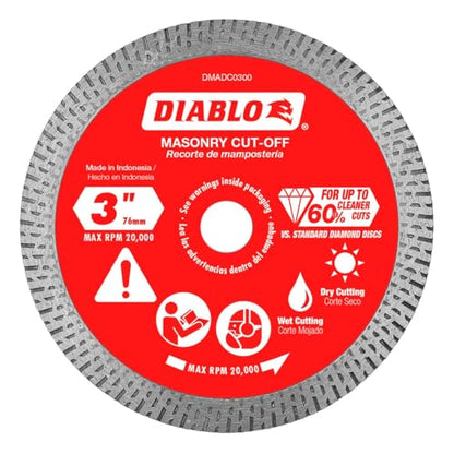 Diablo Diamond Continuous Rim Masonry Cuf-Off Disc - 3" Diameter - size: 3"