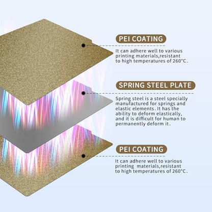 IdeaFormer Double Sided Golden Textured P2S P1S PEI Spring Steel Sheet 257x257mm, Flexible PEI Print Bed for Bambu Lab x2D X1 X1C P1P P1S P2S A1 3D Printer - color: Double Side Textured PEI