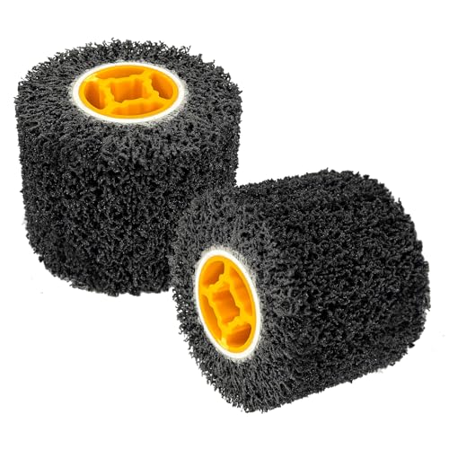 2 Pcs 4.5 x 4 Inch Abrasive Drawing Drum, 40 Grit Sanding Wheel with 3/4 Inch Quad Keyway, Surface Conditioning Burnishing Tool for Hand Held Polishing Machine