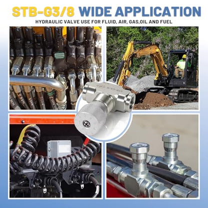 STB-G3/8 3/8" L08 Hydraulic Flow Control Valve with M14 Connection Fit for Mini Excavators Bidirectional Valve Fittings Flow Restrictor 5pcs