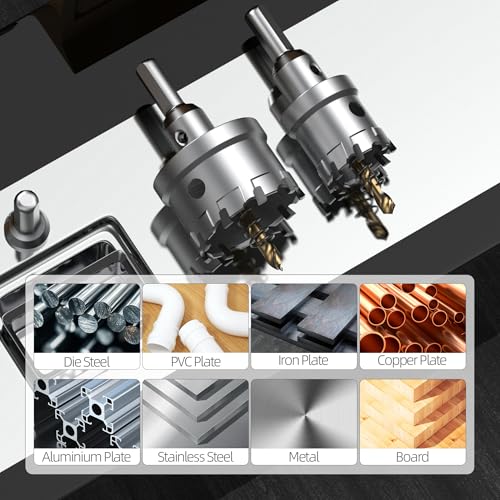 HUHAO TCT Hole Saw Kit 13/16"(21mm),Heavy Duty Tungsten Carbide Tipped Hole Drill Bit with Titanium-Plated Pilot Drill bit,Tipped Hole Cutters for Hard Metal,Alloy,Stainless Steel, Plastic,Iron - size: 13/16"(21mm)