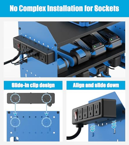 CCCEI Modular Power Tool Organizer Wall Mount with Charging, Blue, 1 Pack - color: Blue
