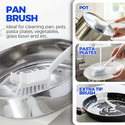 Holikme 6 Pack Dish Brush Set with Bottle Brush, Dish Scrub Brush,Gray - color: Gray