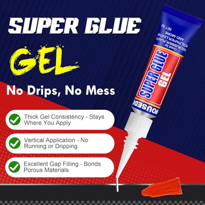 12 x 3g Super Glue Gel, Quick Dry, Thick Formula, All-Purpose Crazy Glue - size: Gel