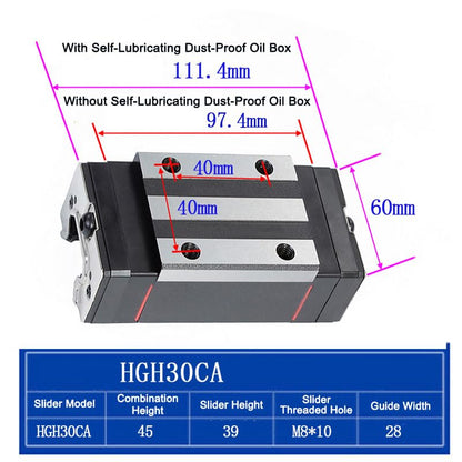 HGH30CA Linear Slider Bearing, 2pcs HGH30CA Square Bearing Slider Block for CNC Linear Guide and Machines - size: HGH30