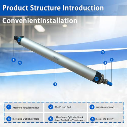 CG WEITENG Pneumatic Mini Pneumatic Cylinder MAL Single Rod Aluminum Double Acting Pneumatic Cylinder 32mm Bore 250mm Stroke(MAL32x250) - color: MAL-32 mm, size: 250 mm