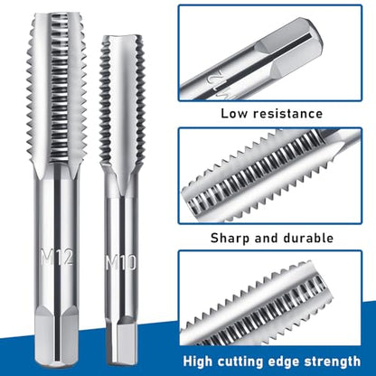 7 Piece Metric Tap Set, M3 M4 M5 M6 M8 M10 Tap and Die Set, Metric Thread TapSet, Spiral Point Taps, Hss Nitriding Coated, With Adjustable T-Handle Wrench