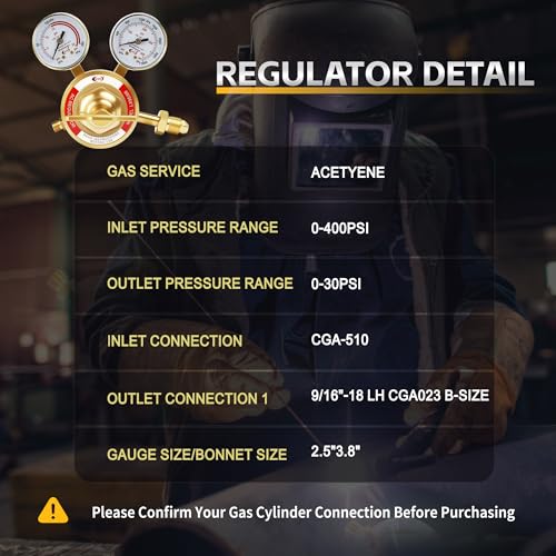 CDL LX95 Extra Heavy Duty Acetylene Regulator CGA510,Forged Brass - size: Extra Heavy Duty, style: Acetylene