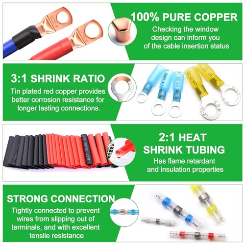 Twidec/1530PCS Heat Shrink Wire Connectors Kit,Waterproof Spade Connector - color: 1530PCS