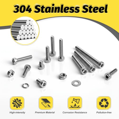 1300PCS M2 Hex Socket Screw Kit,M2x4/5/6/8/10/12/14/16/18/20mm - size: SS M2 1300Pcs 4-20MM