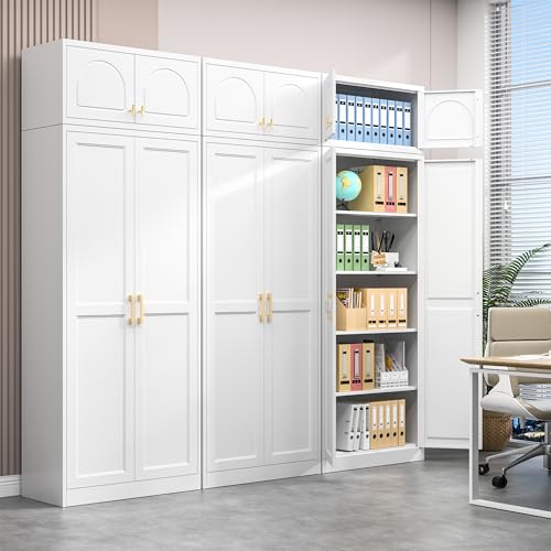 Polup Kitchen Pantry Cabinet, 86" Tall Metal Storage Cabinet with Doors - color: White, size: 86"H - A