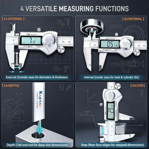 Kynup Digital Caliper, Caliper Measuring Tool, Stainless Steel Micrometer - color: Silver, size: 150mm