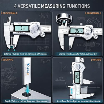 Kynup Digital Caliper, Caliper Measuring Tool, Stainless Steel Micrometer - color: Silver, size: 150mm