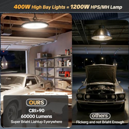 AIKVSXER 6Pack UFO LED High Bay Lights, 400W Shop Lights, 60000LM, 6000K